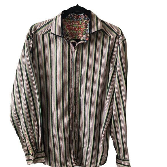 Robert Graham Striped Flip Cuff Button Down Shirt - Picture 1 of 7